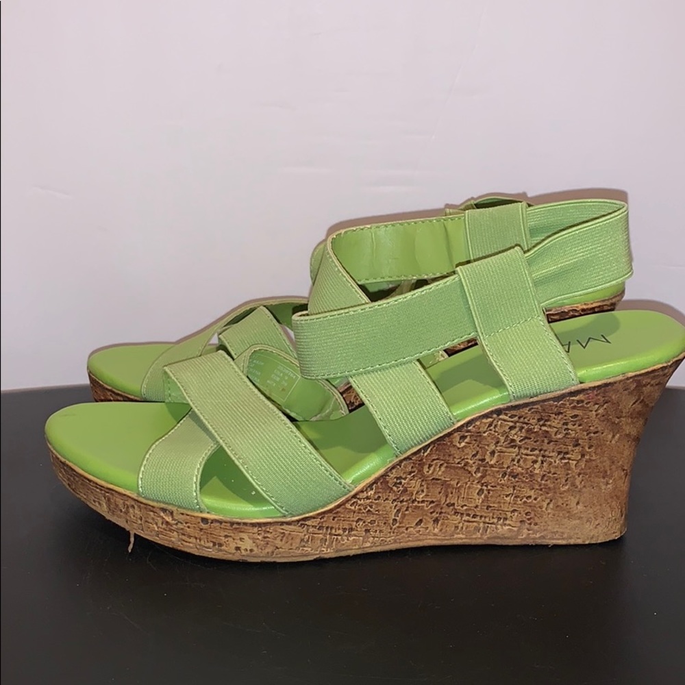 Max Rave - Green Strappy Wedge Shoes